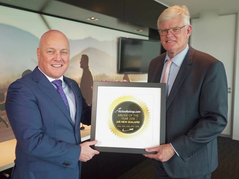 CEO da Air New Zealand recebe prémio de melhor companhia aérea 2018 da Airlineratings.com