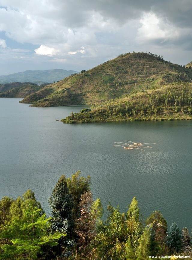Lago Kivu no Ruanda em África