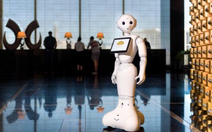 Robot Pepper no Sky Lobby do hotel Mandarin Oriental Las Vegas