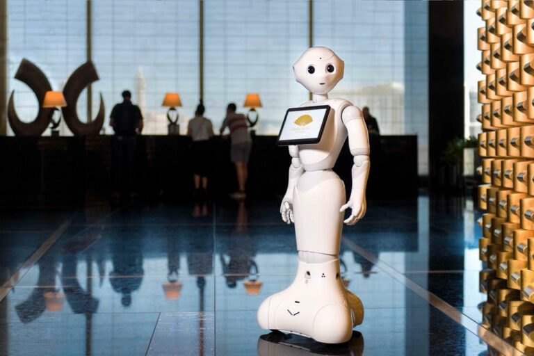Robot Pepper no Sky Lobby do hotel Mandarin Oriental Las Vegas