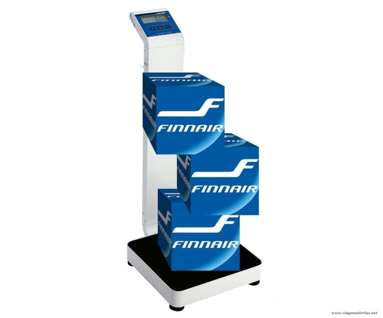 Balança da Finnair para pesar passageiros