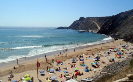 Zona principal do areal da Praia da Arrifana em Aljezur no Algarve