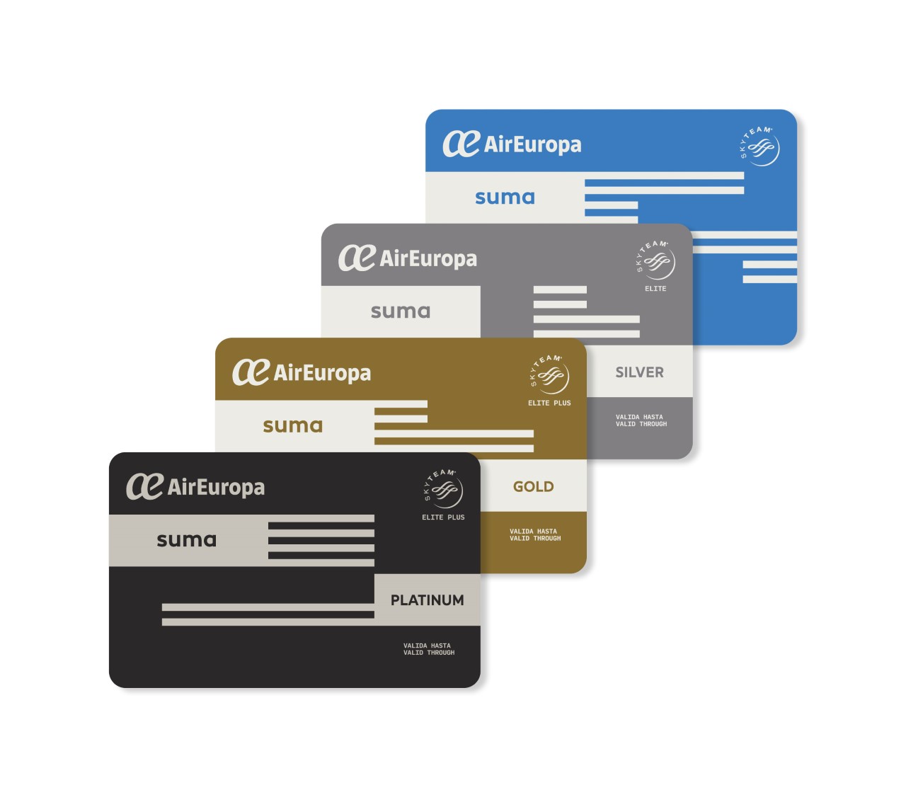 4 tipos de cartões de fidelização SUMA da Air Europa