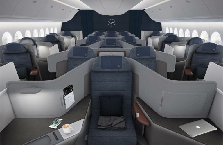 Panorâmica da nova cabine Business Class da Lufthansa