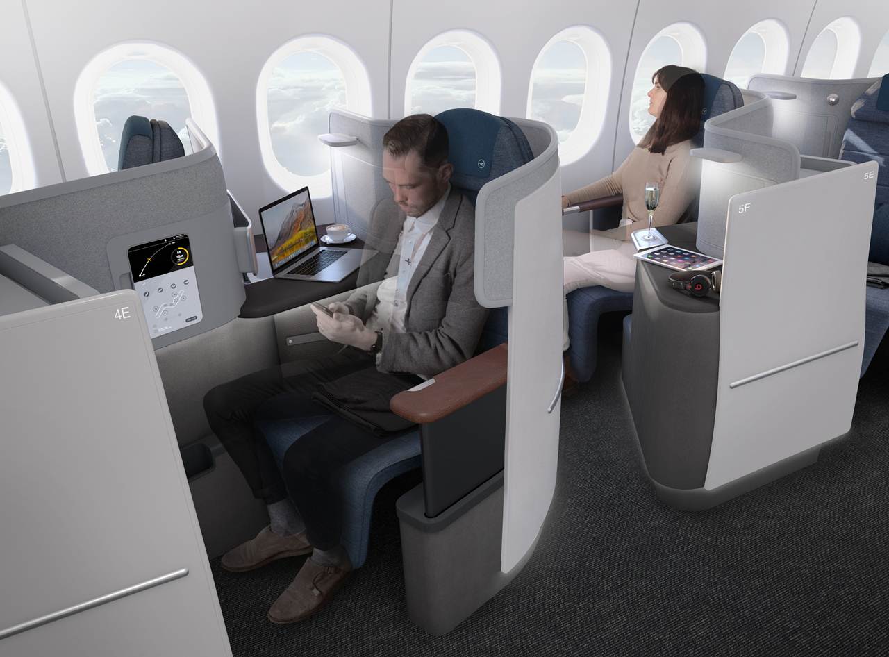 Espaço privado da nova classe business da Lufthansa