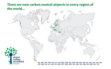 Mapa dos 37 aeroportos neutros em carbono