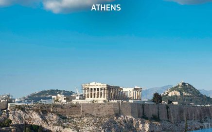 Panorama de Atenas pela companhia aérea Aegean Airlines