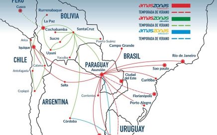 Rotas da companhia aérea Amaszonas desde Assunção no Paraguai
