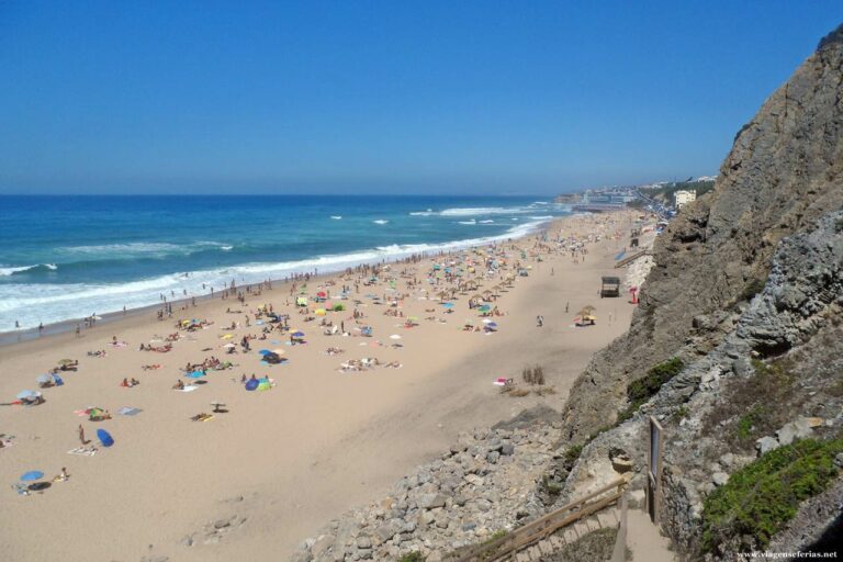 Praia Grande em Sintra vista de Sul em toda a sua extensão