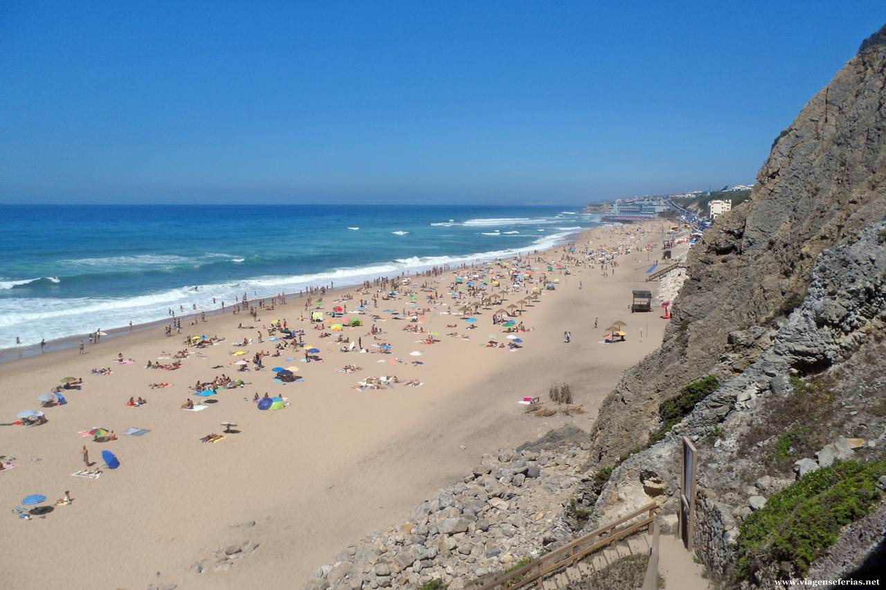 Praia Grande em Sintra vista de Sul em toda a sua extensão