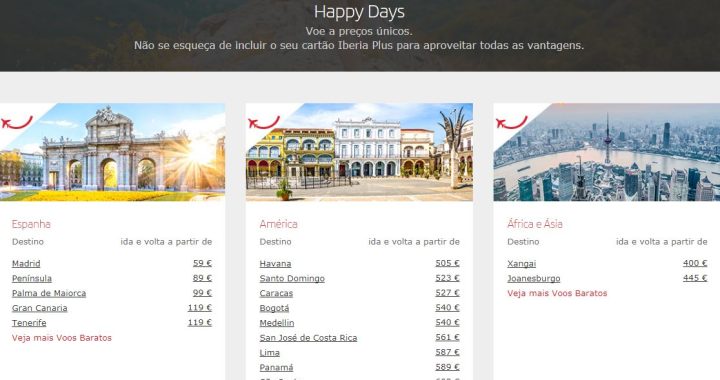 Promoções em voos Iberia na campanha Happy Days