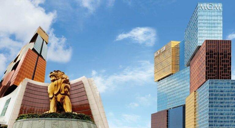 Panorâmica abrangente do exterior do hotel MGM Cotai em Macau