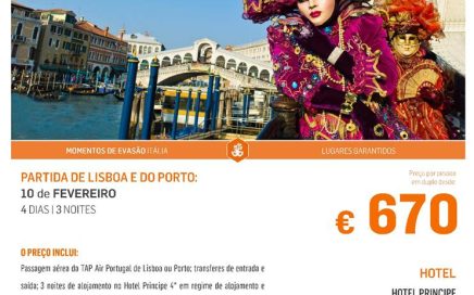 Férias de Carnaval em Veneza com partida de Lisboa desde 670€