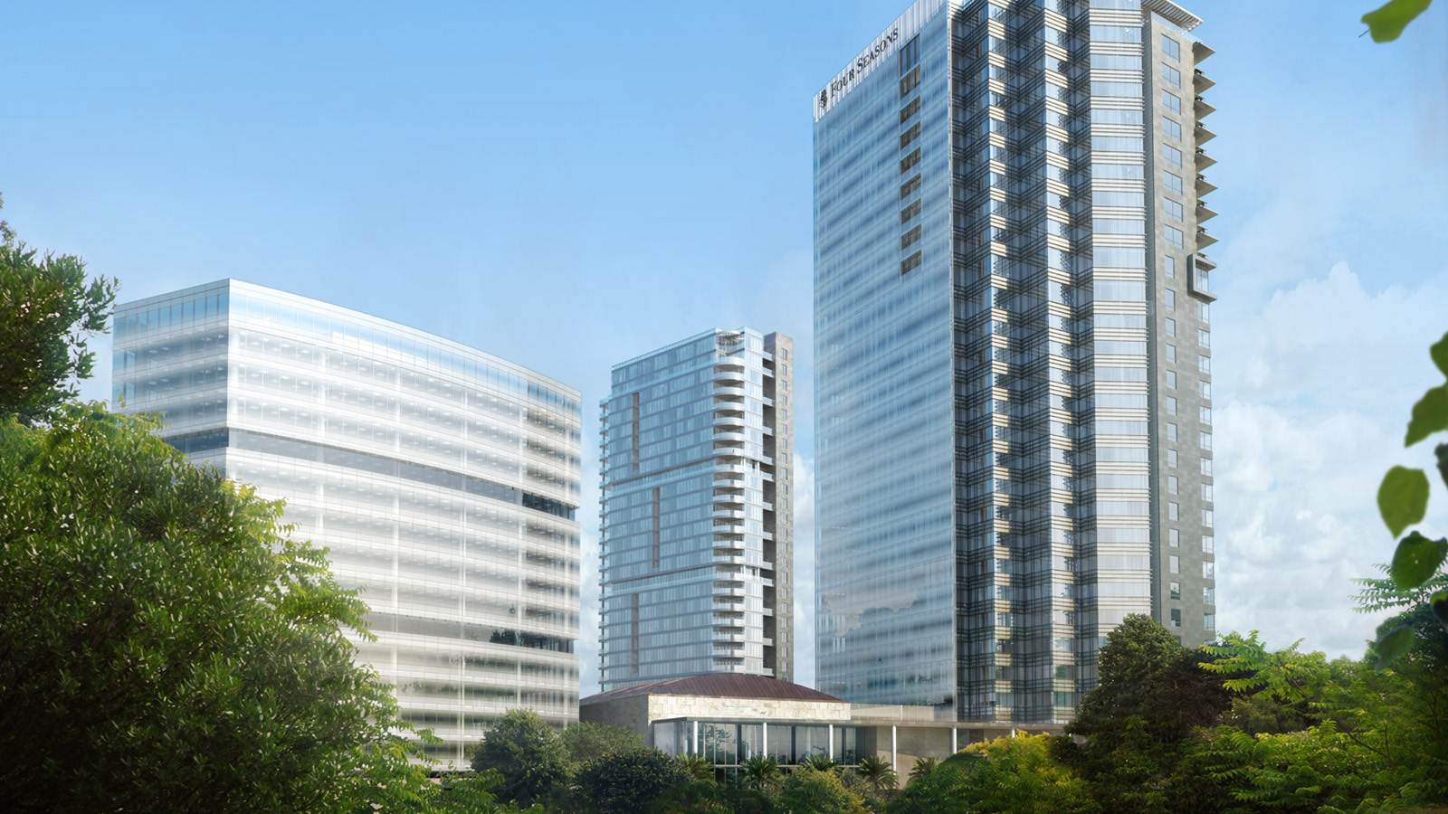 Torres do Embassy One em Bengaluru onde está o hotel Four Seasons