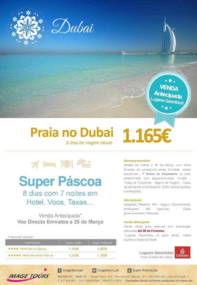 Promoção pacote de férias Praia no Dubai desde 1.165€, partida Lisboa