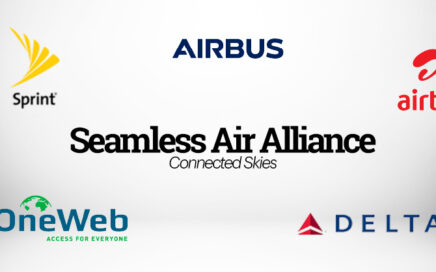 Aliança Seamless Air e os seus 5 membros: Airbus, Delta, OneWeb, Sprint e Airtel