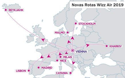 Novas rotas da Wizz Air para 2019 em Viena que inclui Lisboa