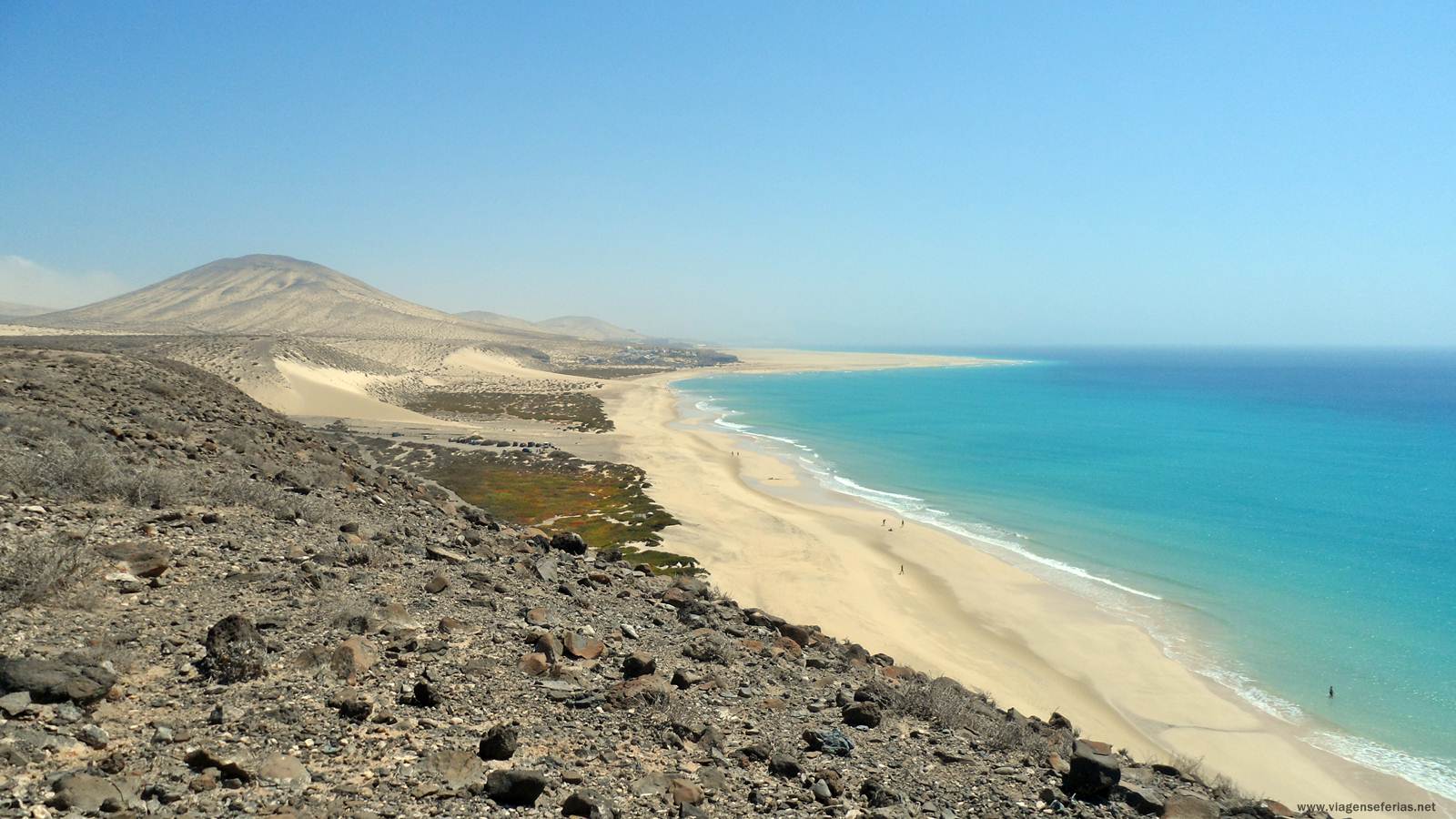 Praia Risco del Paso vista do Mirador no Sotavento de Fuerteventura