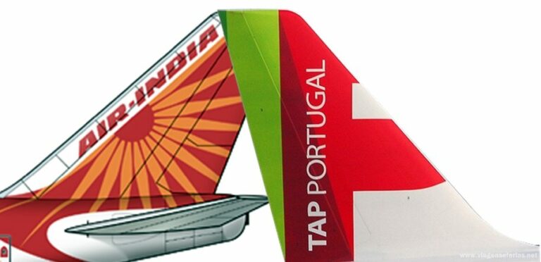 Caudas de um avião da TAP e da Air India