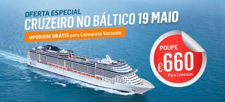 Cruzeiro no Báltico a 19 de Maio com poupança de 660€ em Camarote Varanda
