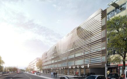 Fachada do futuro hotel Meininger em Lisboa