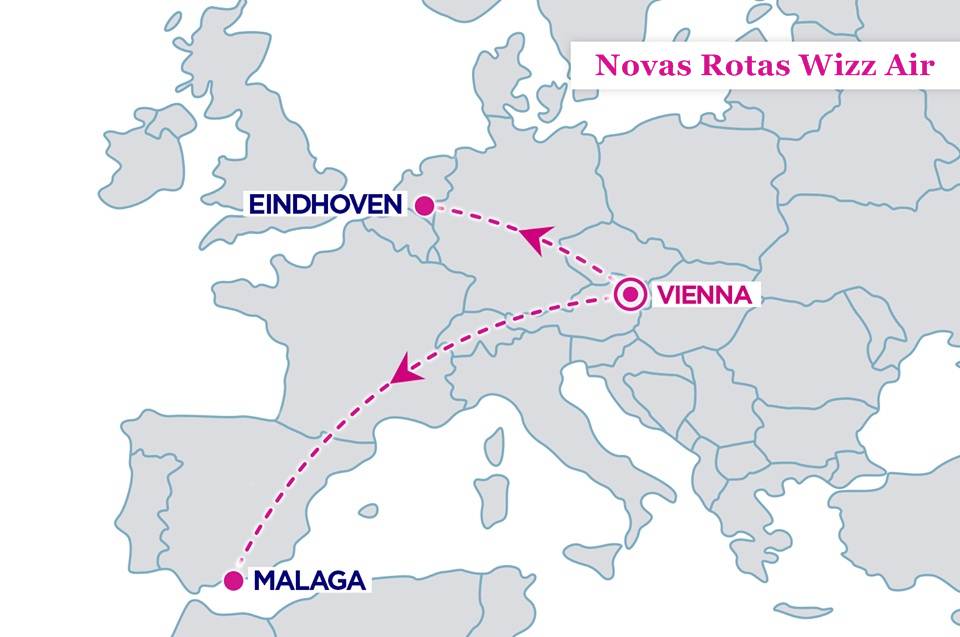 Rotas da Wizz Air de Viena para Málaga e Eindhoven