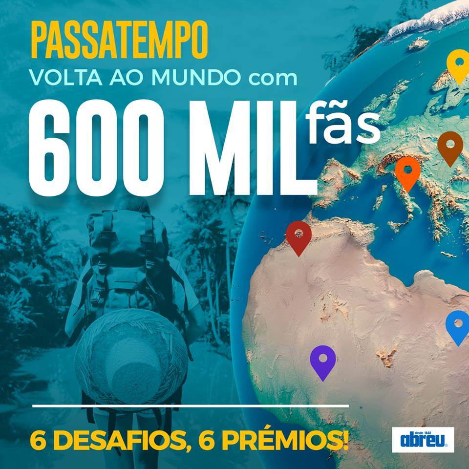 Passatempo dos 600.000 fãs no Facebook da Agência de Viagens Abreu