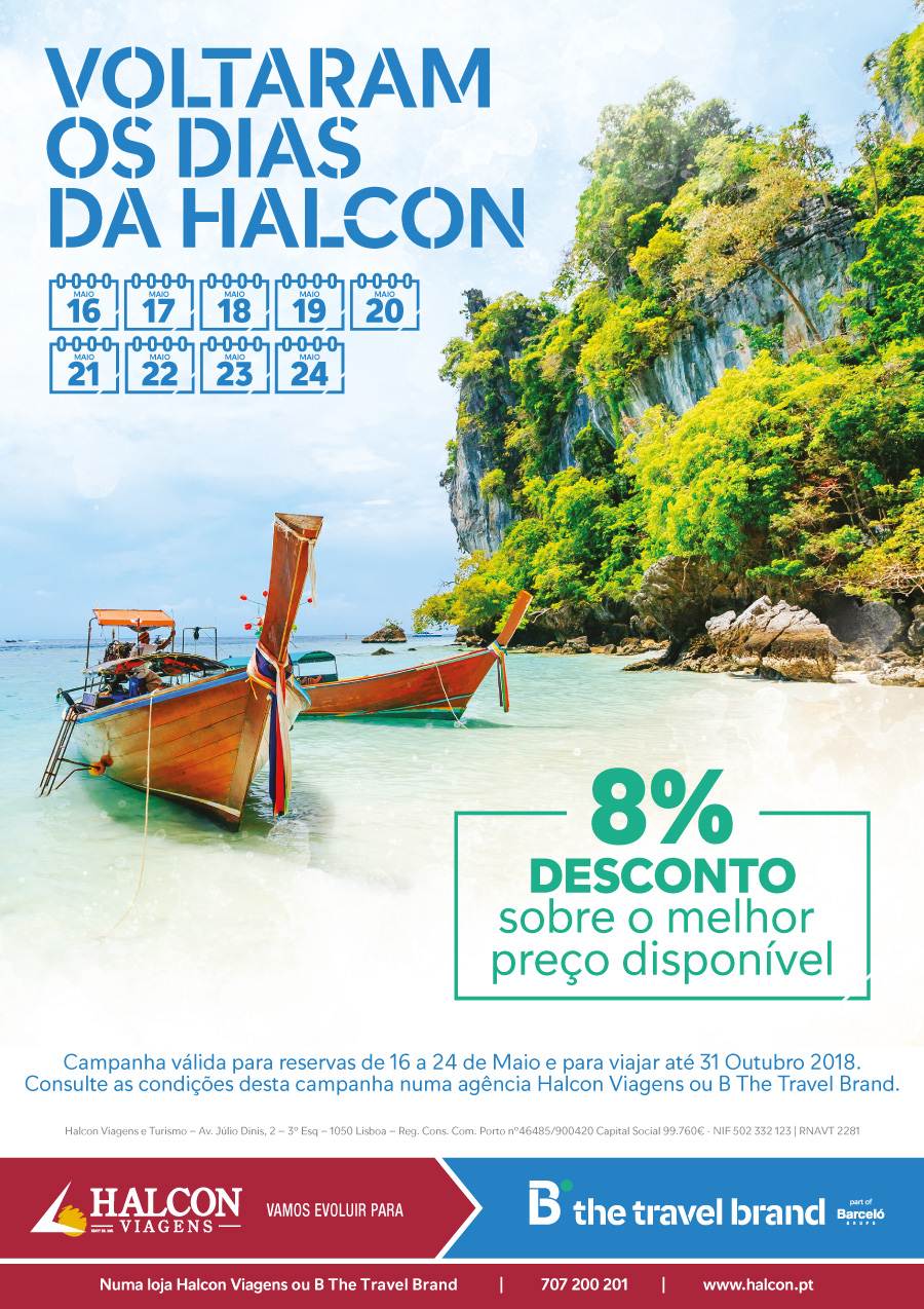Dias Halcon com promoções de 8% para viagens até 31 de Outubro