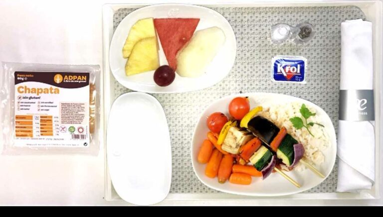 Menu sem alergenos da companhia Air Europa