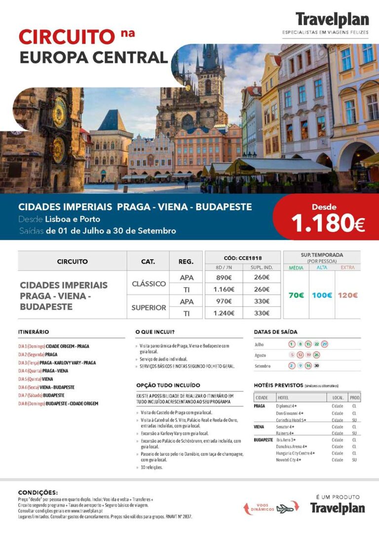 Circuito Cidades Imperiais (Viena, Praga e Budapeste) desde 1180€