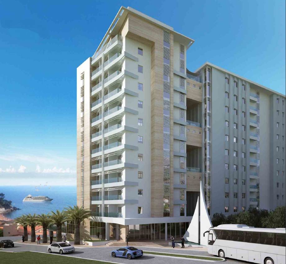 Exterior do hotel Meliá Budva em Montenegro (Maquete)