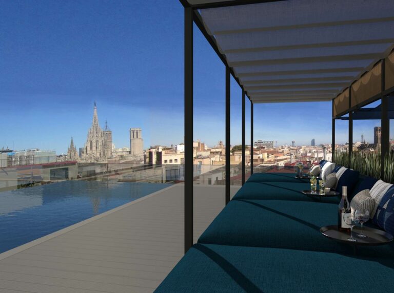 Rendering do terraço do hotel Kimpton Barcelona