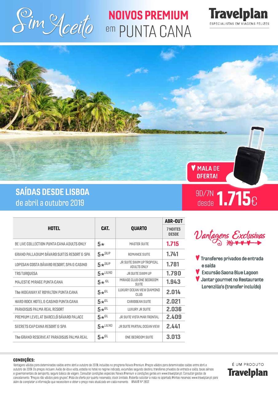 Pacote de férias em Punta Cana do Sim Aceito Noivos Premium 