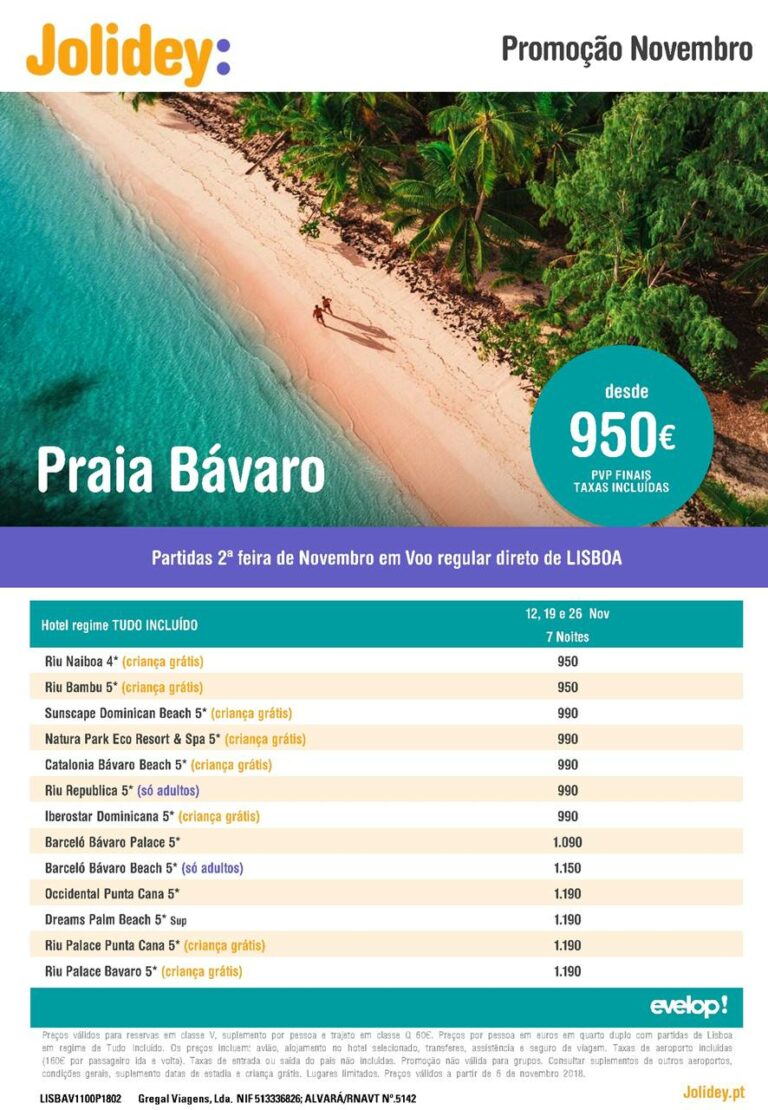 Promoção Punta Cana desde 950€: Última hora partidas em Novembro