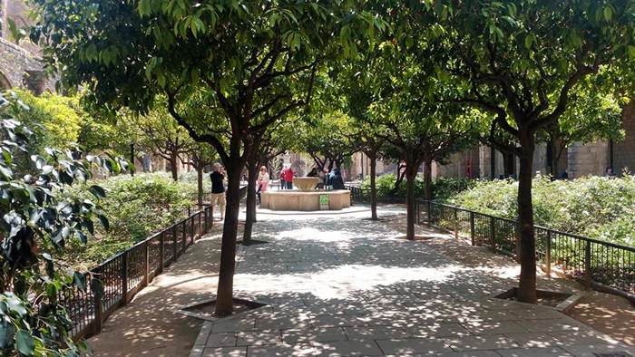 Jardins de Rubió i Lluch no centro de Barcelona