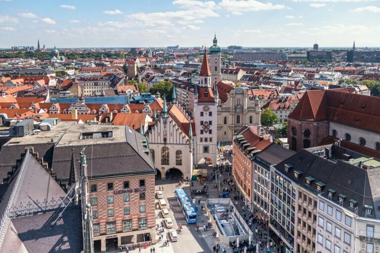 Marienplatz na cidade de Munique vista de cima