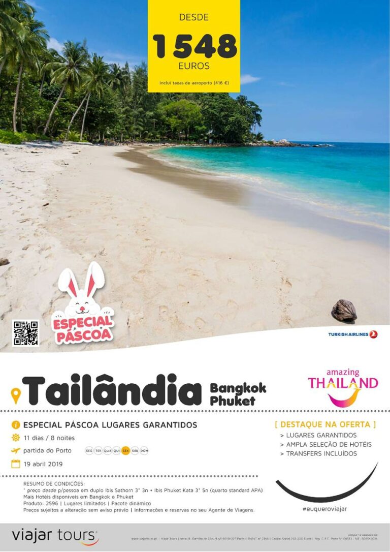 Folheto das Férias da Páscoa na Tailândia da Viajar Tours