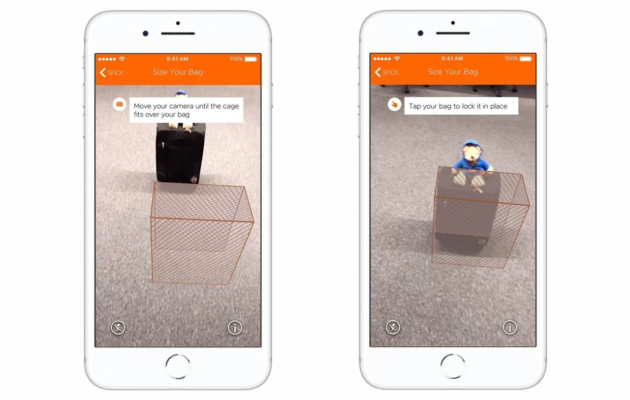 app da easyJet com realidade aumentada para medir bagagens