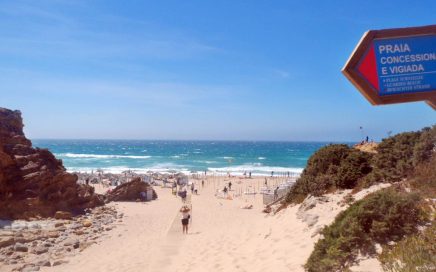 Entrada na praia Guincho Norte vindo do bar e estacionamento