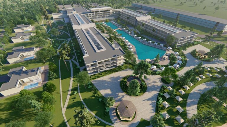 Projecto do hotel Meliá Durres na Albânia visto de cima