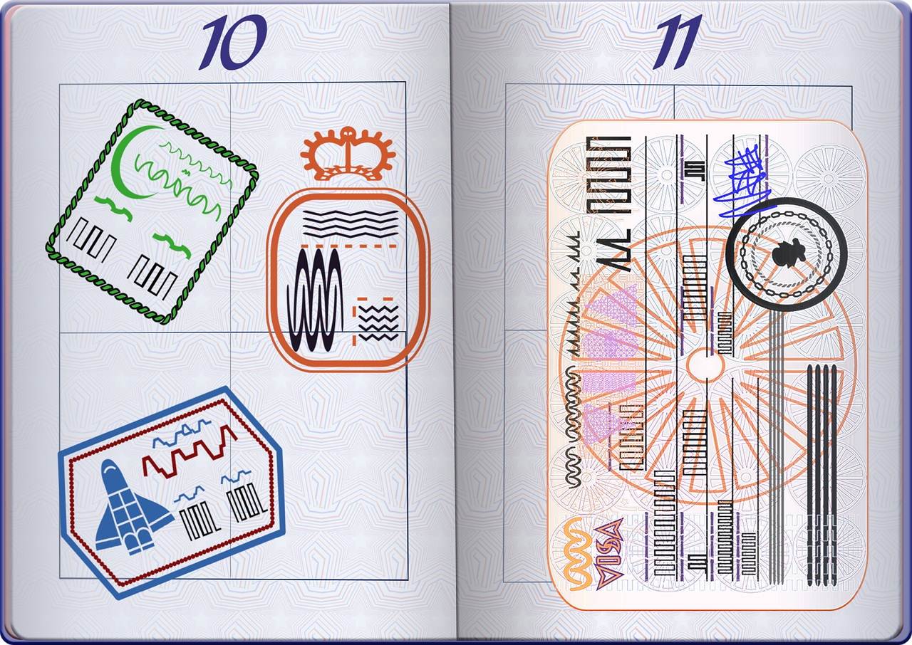 Gráfico de um passaporte com vistos