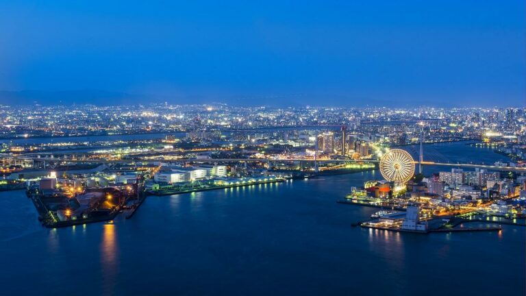 Porto de Osaca no Japão visto de cima