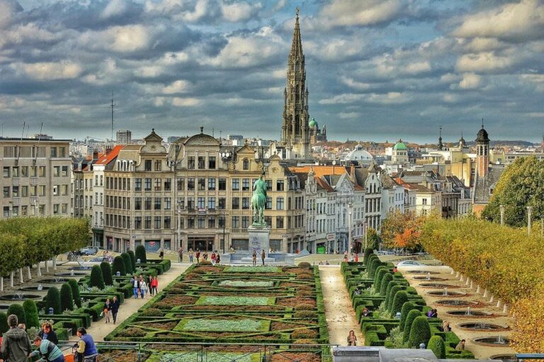 Praça na cidade de Bruxelas na Bélgica