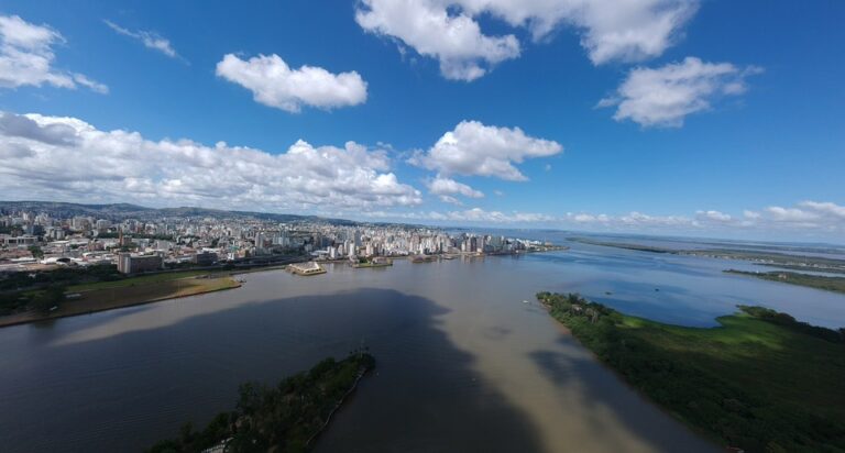 Vista aérea de Porto Alegre no Sul do Brasil