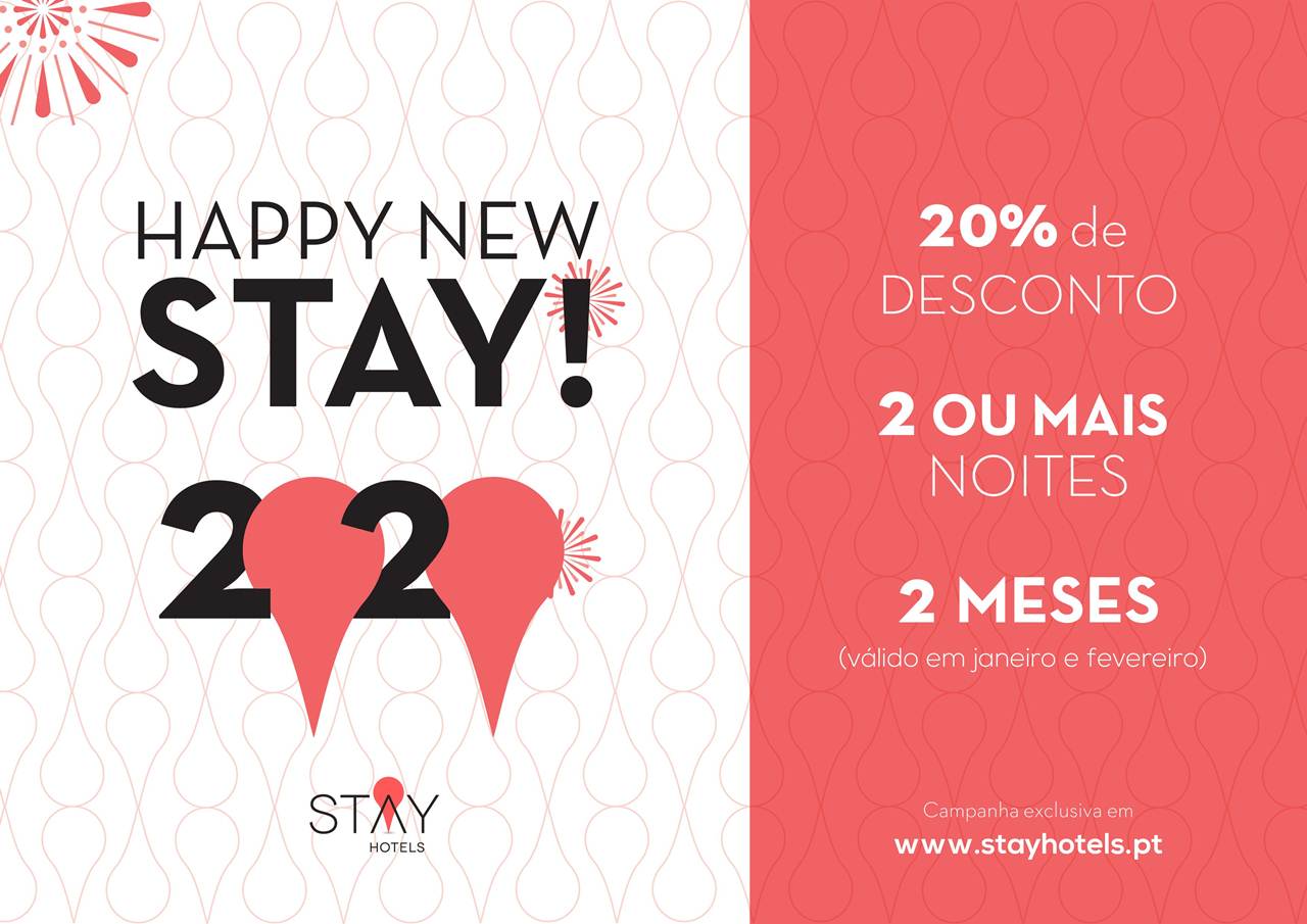 Folheto de promoção do Stay Hotels com 20% de desconto