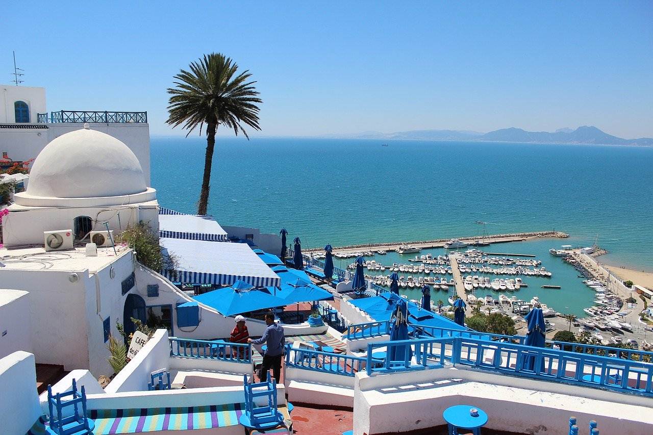 Sidi Bou Said na costa da Tunísia