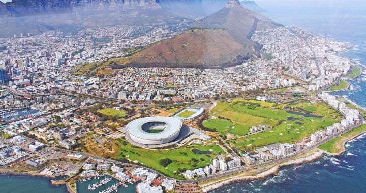 Cidade do Cabo na África do Sul vista de helicóptero