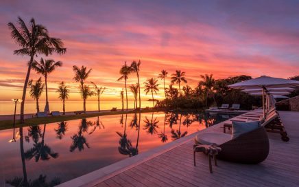 Por-o-sol no hotel Six Senses em Fiji